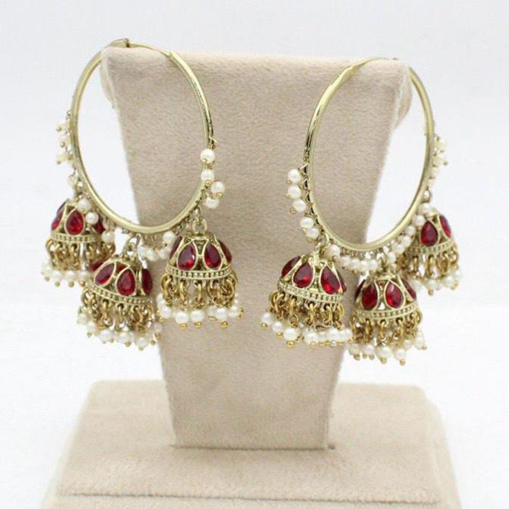 Pooja Bangles Gold Plated Kundan Jhumki Earings