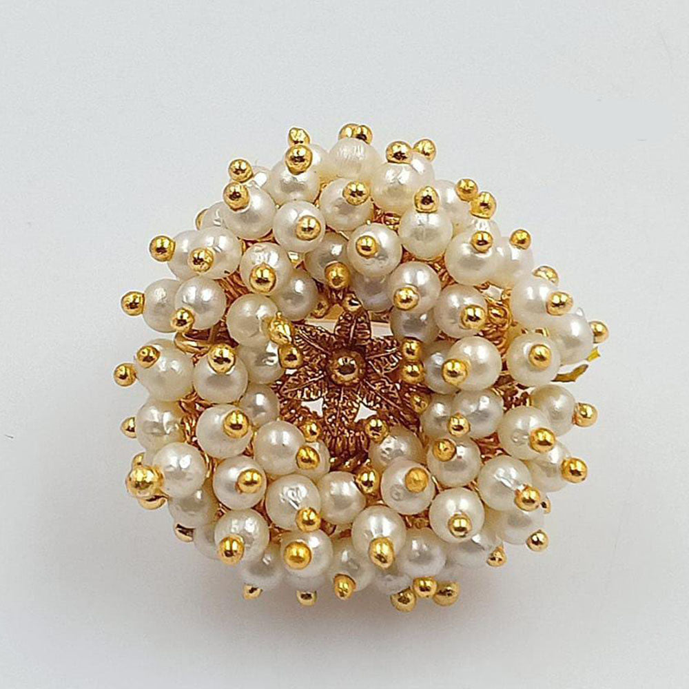 Pooja Bangles Gold Plated Pearl Adjustable Rings
