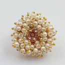 Pooja Bangles Gold Plated Pearl Adjustable Rings