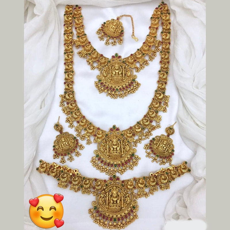 Pooja Bangles Gold Plated Temple Bridal Necklace Set