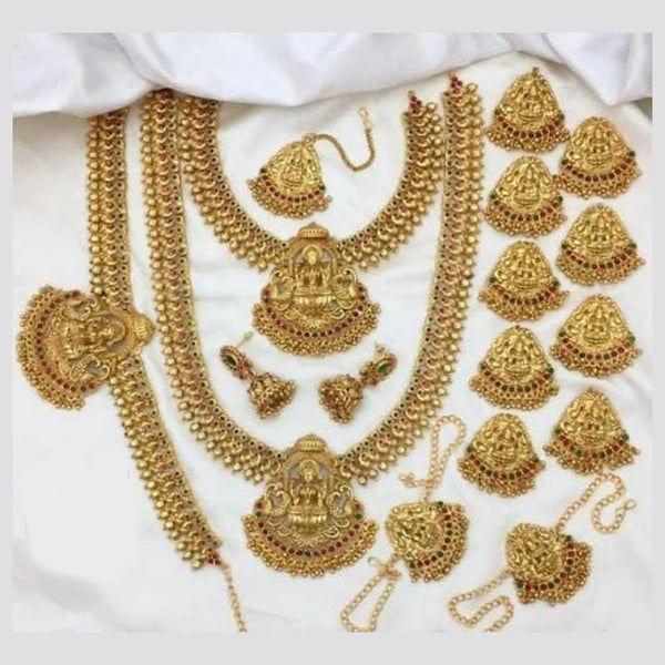 Pooja Bangles Gold Plated Temple Bridal Necklace Set