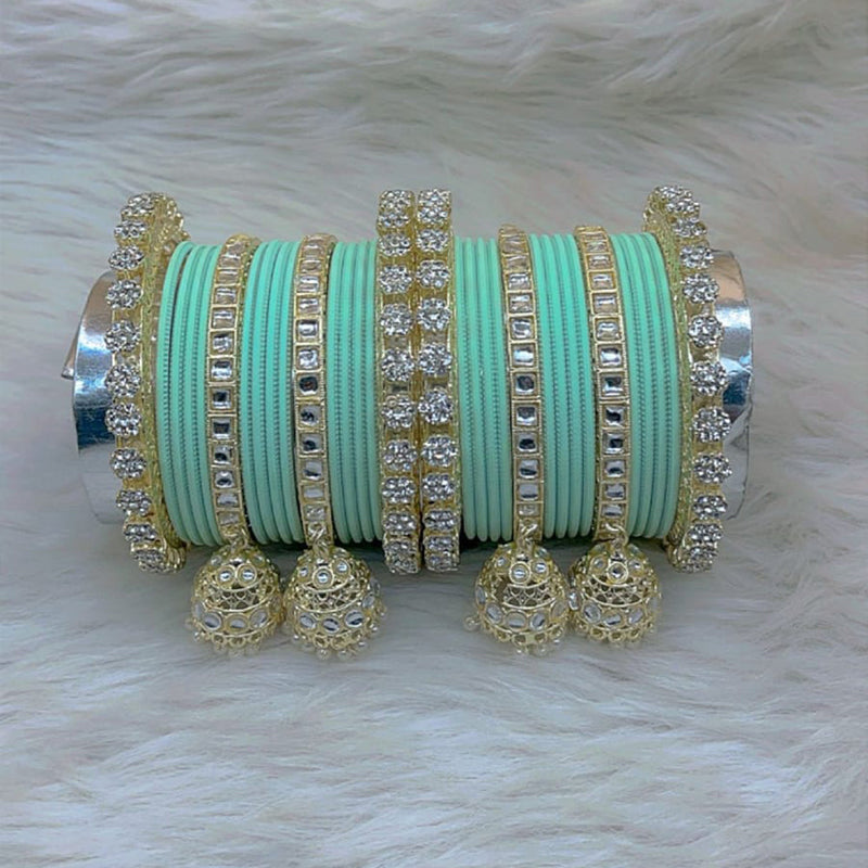 Pooja Bangles Gold Plated Kundan Stone Bangles Set