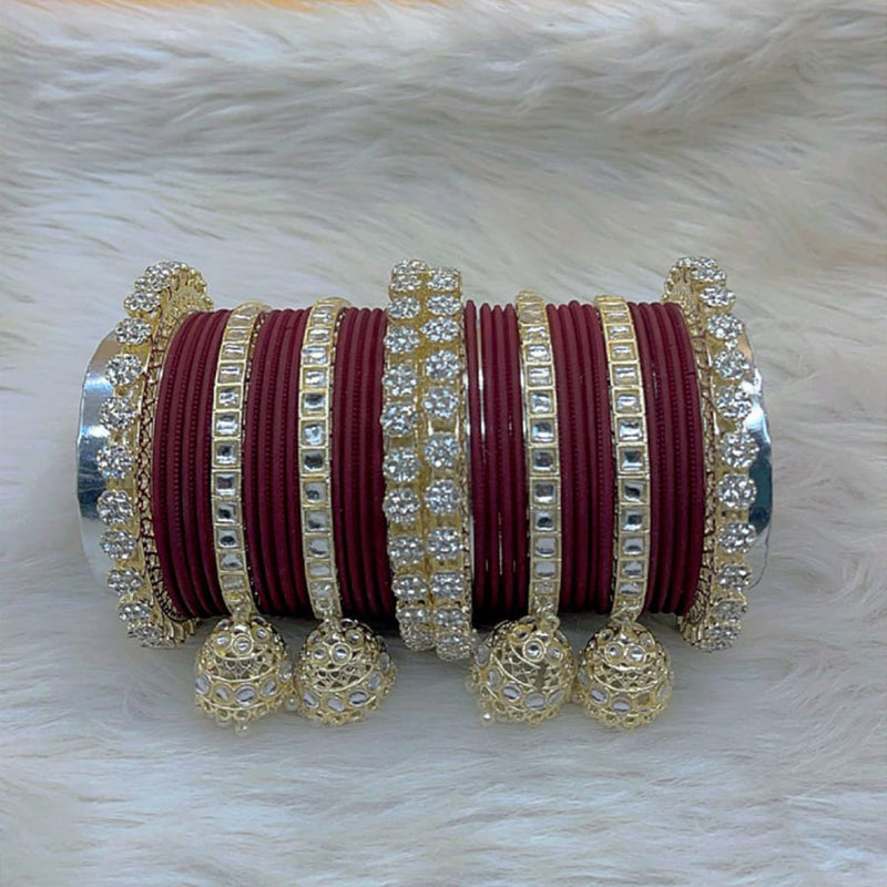 Pooja Bangles Gold Plated Kundan Stone Bangles Set