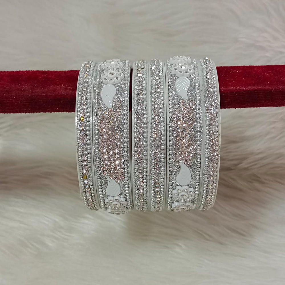 Pooja Bangles Silver Plated Austrian Stone Bangles Set