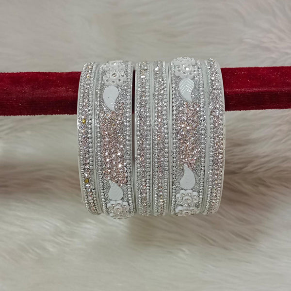 Pooja Bangles Silver Plated Austrian Stone Bangles Set