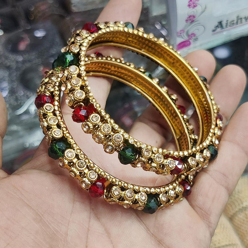 Pooja Bangles Gold Plated Austrian Stone Bangles Set