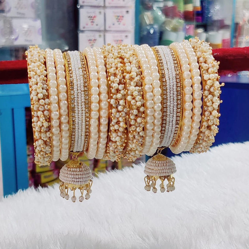 Pooja Bangles Gold Plated Pearl  Bangles Set