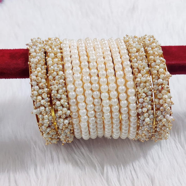 Pooja Bangles Gold Plated Pearl  Bangles Set