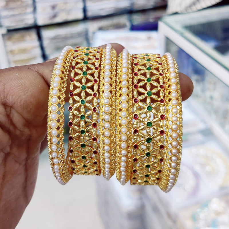 Pooja Bangles Gold Plated Pearl Bangles Set