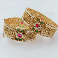 Pooja Bangles Gold Plated Kundan Openable Bangles Set