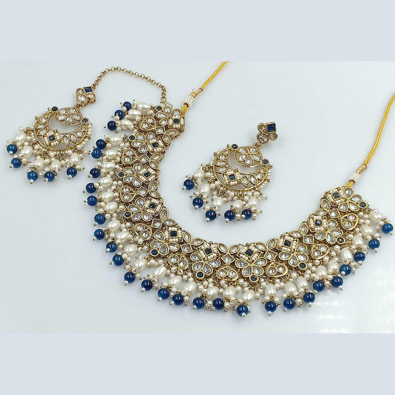 Pooja Bangles Gold Plated Crystal Stone And Pearls Necklace Set