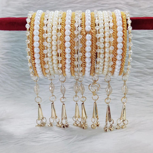 Pooja Bangles Gold Plated  Pearl Bangle Set