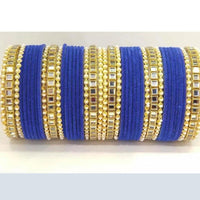 Pooja Bangles Gold Plated Velvet And Pearl Bangle Set