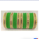 Pooja Bangles Gold Plated Velvet And Pearl Bangle Set