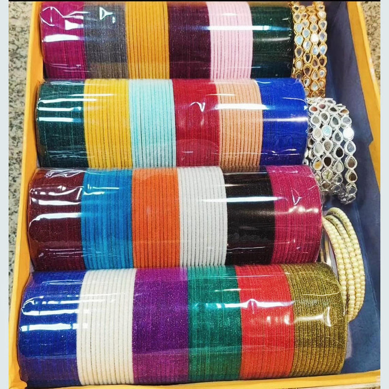 Pooja Bangles Multi Colors Velvet  Bangle Set