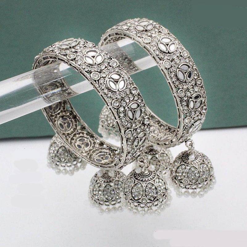 Pooja Bangles Silver Plated  Mirror Bangle Set