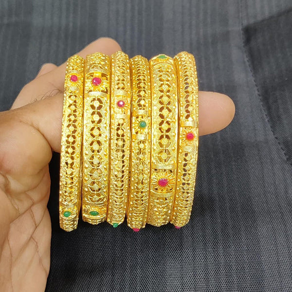 Pooja Bangles Gold Plated Pota Stone Bangles Set