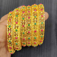 Pooja Bangles Gold Plated Pota Stone Bangles Set