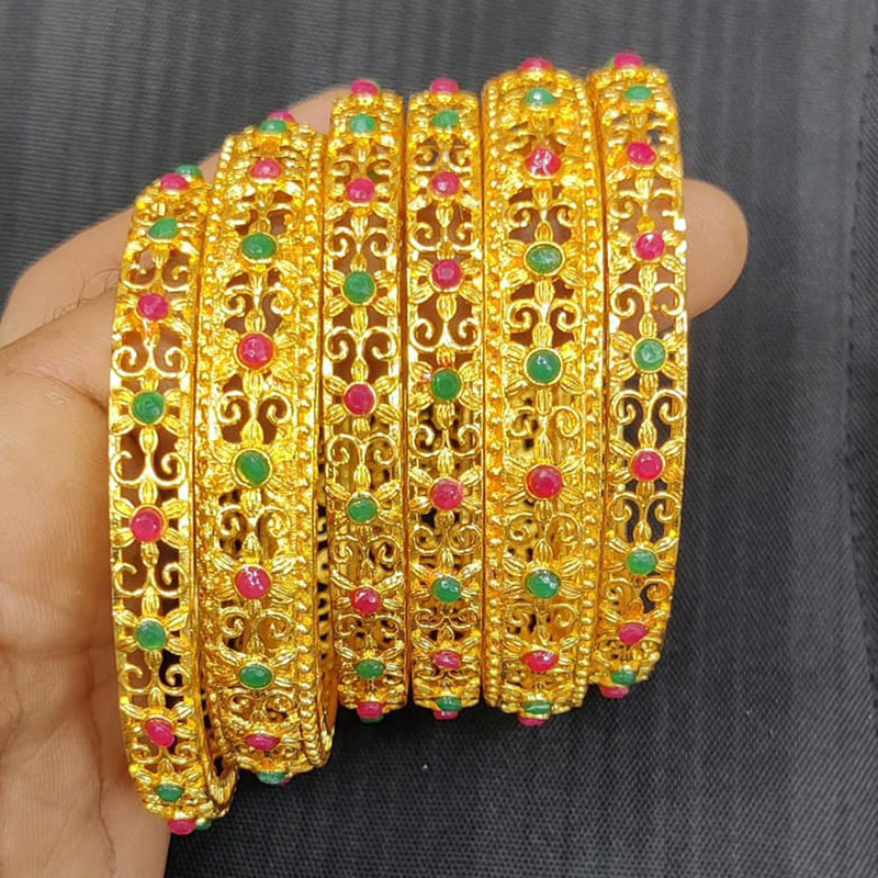 Pooja Bangles Gold Plated Pota Stone Bangles Set