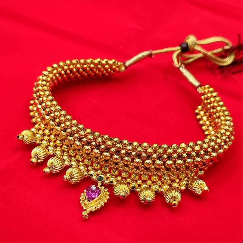 Pooja Bangles Gold Plated Pearl Choker Necklace Set