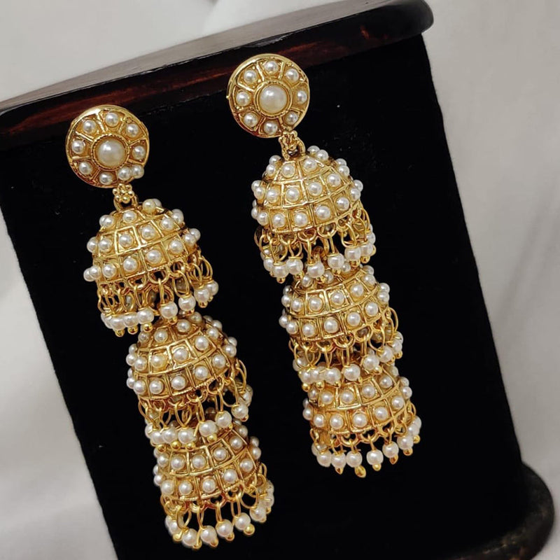 Pooja Bangles Gold Plated Pearl Jhumka Earrings