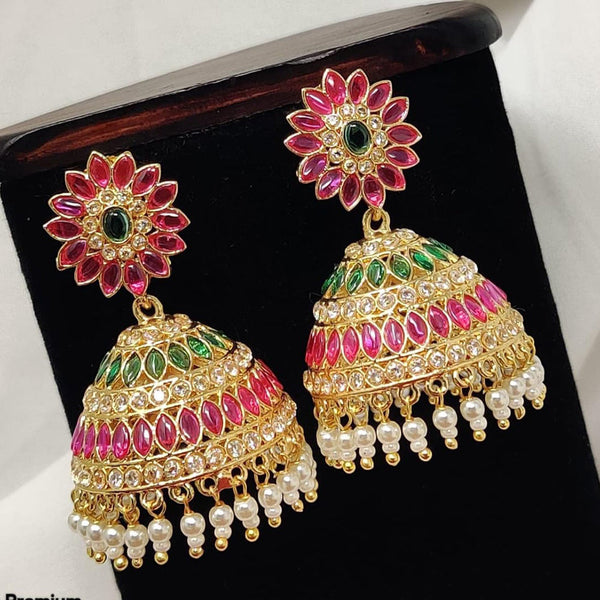 Pooja Bangles Gold Plated Kundan Stone Jhumki Earrings