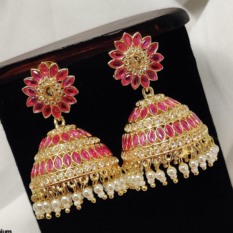 Pooja Bangles Gold Plated Kundan Stone Jhumki Earrings