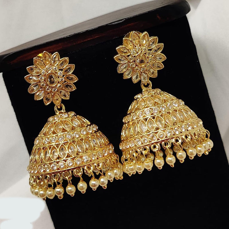 Pooja Bangles Gold Plated Kundan Stone Jhumki Earrings