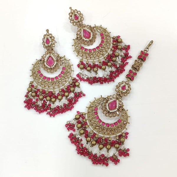 Pooja Bangles Silver Plated Crystal And Pearl Jhumki With Maangtikka