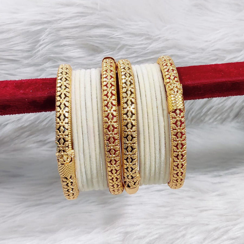 Pooja Bangles Gold Plated Velvet Bangle Set