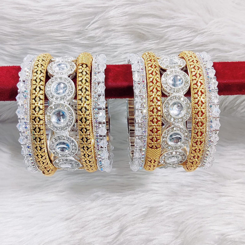 Pooja Bangles 2 Tone Austrian Stone Pearls Bangles Set