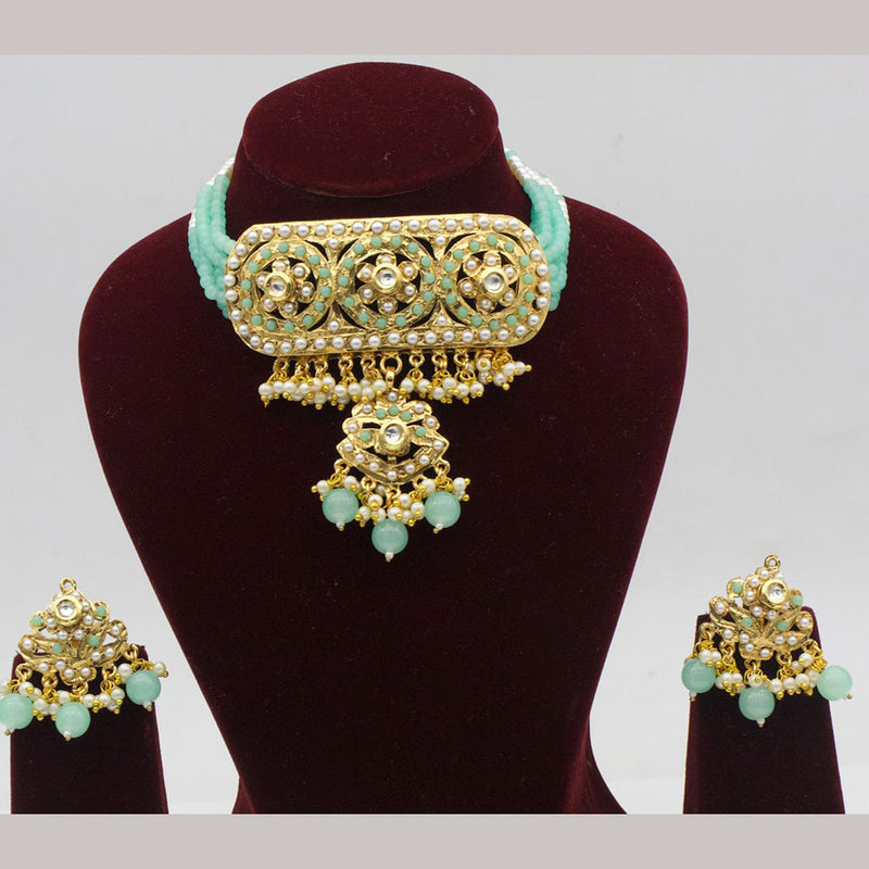 Pooja Bangles Gold Plated Pearl Choker Necklace Set