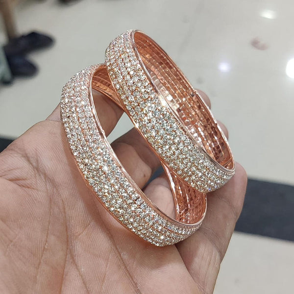 Pooja Bangles Rose Gold Plated Austrian Stone Bangles Set