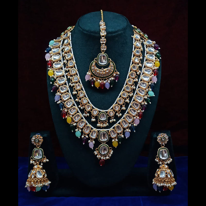 Pooja Bangles Gold Plated Kundan and Beads Necklace Set