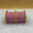 Pooja Bangles Gold Plated Austrian Stone Pearl Bangle Set