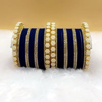 Pooja Bangles Gold Plated Austrian Stone Pearl Bangle Set