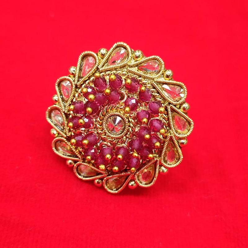 Pooja Bangles Gold Plated Crystal Stone Ring