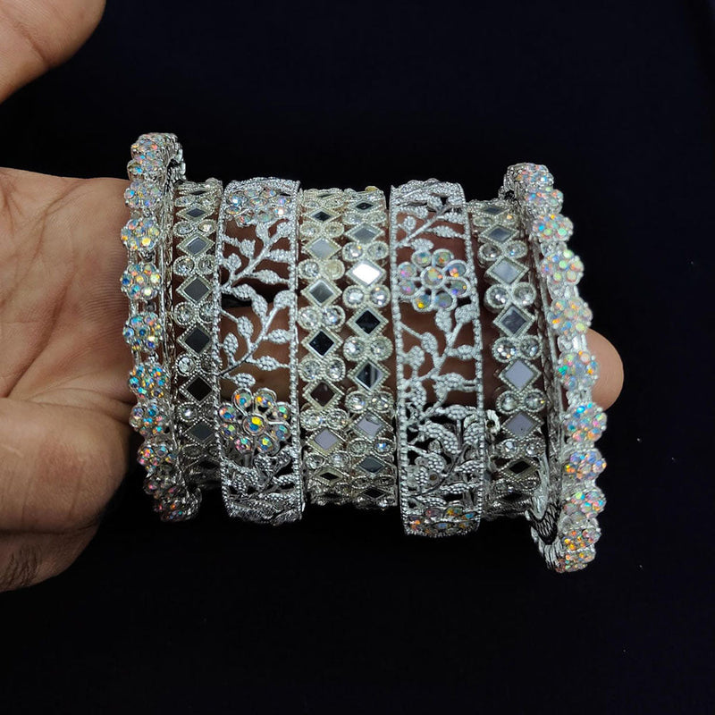 Pooja Bangles Silver Plated Mirror  Bangle Set