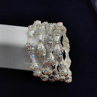 Pooja Bangles Silver Plated  Austrian Stone  Bangle Set