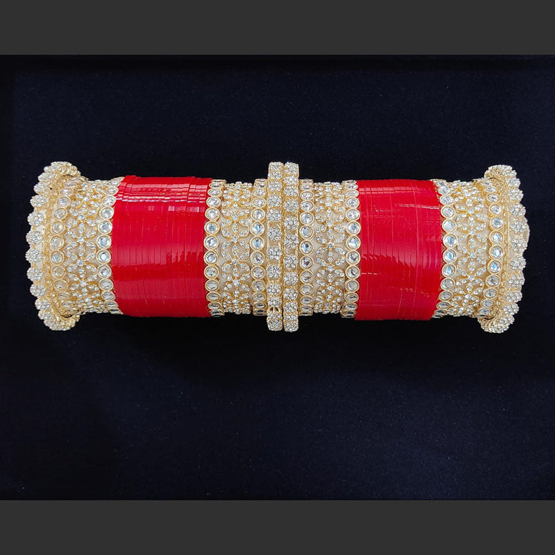 Pooja Bangles Gold Plated Austrian Stone And Acrylic Bridal Chura