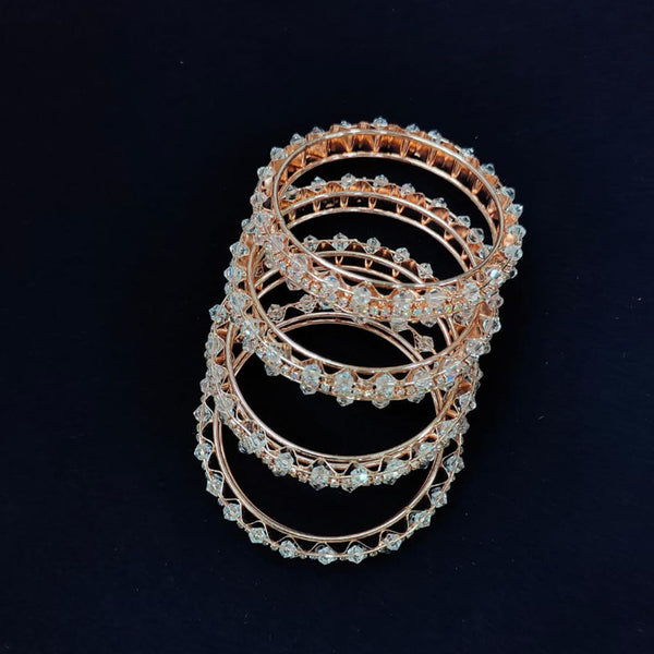 Pooja Bangles Rose Gold Plated Pearls Bangle Set