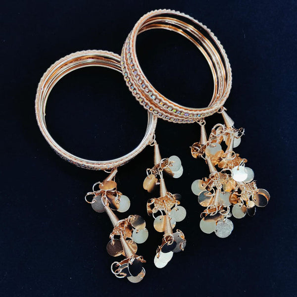 Pooja Bangles Rose Gold Plated Austrian Stone Bangle Set