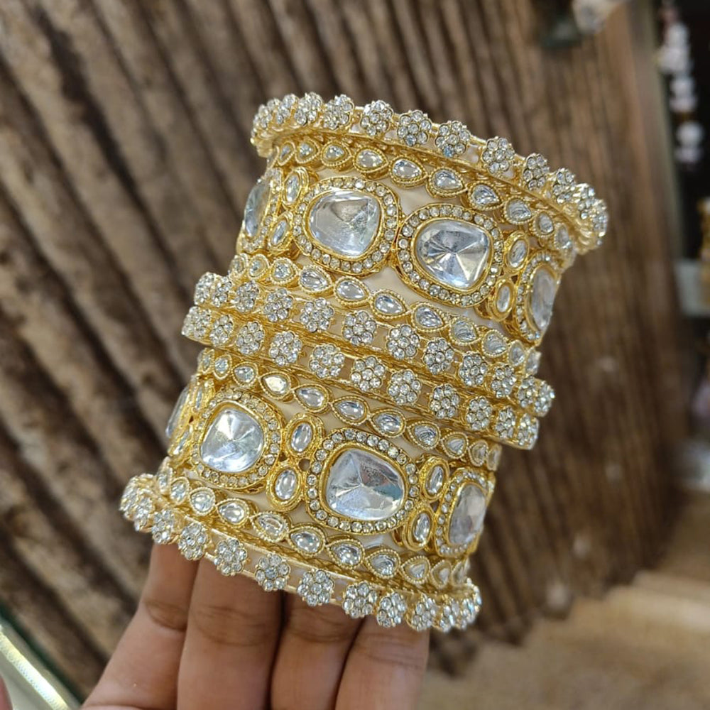 Pooja Bangles Gold Plated Austrian Stone  Bangle Set