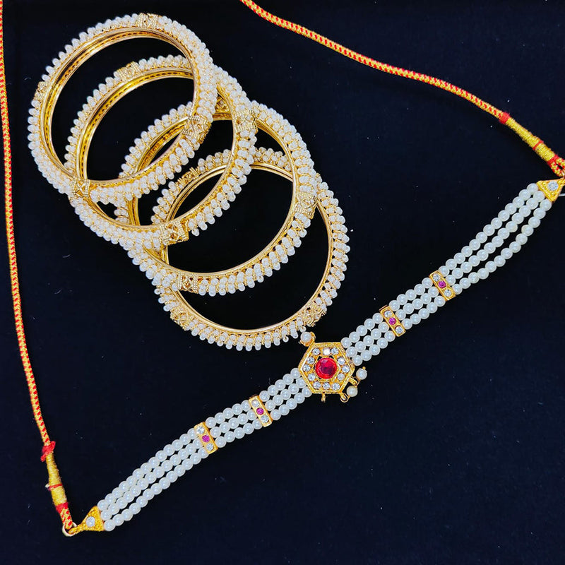 Pooja Bangles Gold Plated Combo Set