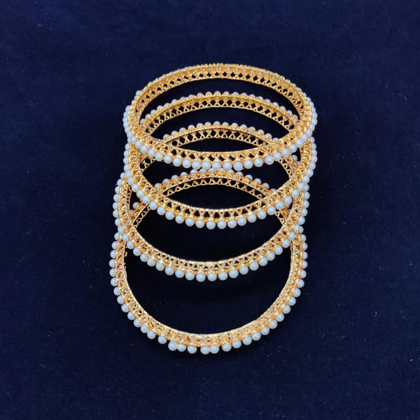 Pooja Bangles Gold Plated Pearls Bangles  Set