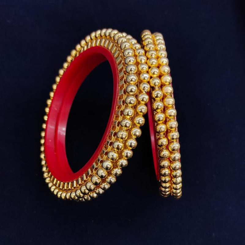 Pooja Bangles Gold Plated Pearls Bangles  Set