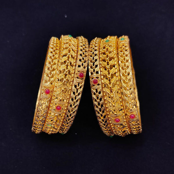 Pooja Bangles Gold Plated Pota Stone Bangles Set