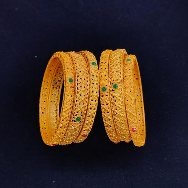 Pooja Bangles Gold Plated Pota Stone Bangles Set