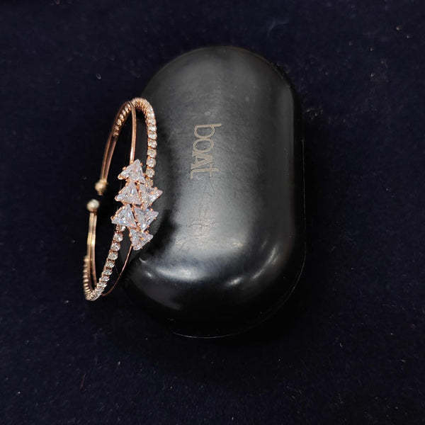 Pooja Bangles Rose Gold Plated Austrian Stone And Evil Eye Bracelet