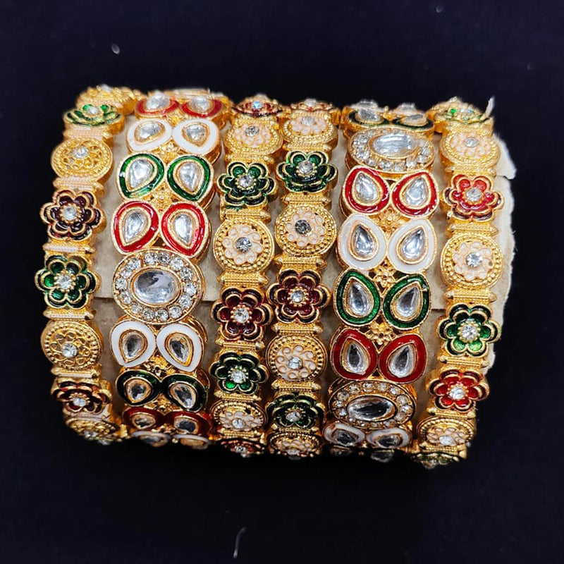 Pooja Bangles Gold Plated Meenakari Bangle Set